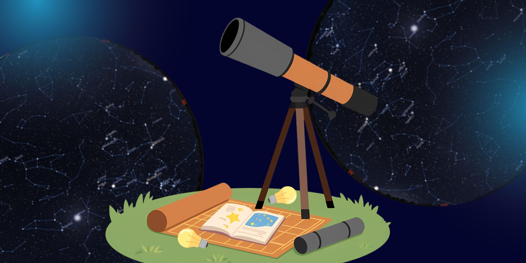 Telescope against a starry backdrop